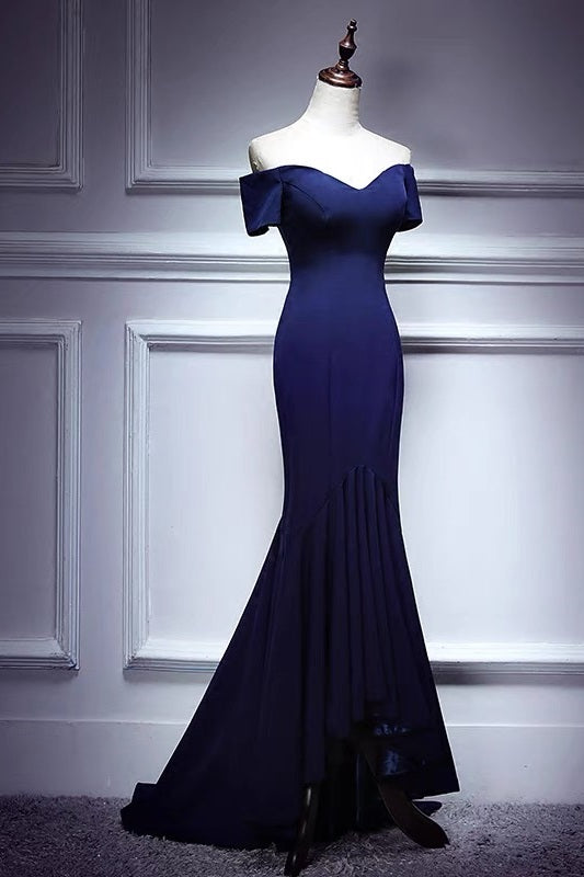 Tight Fitted Prom Dress in Navy Blue